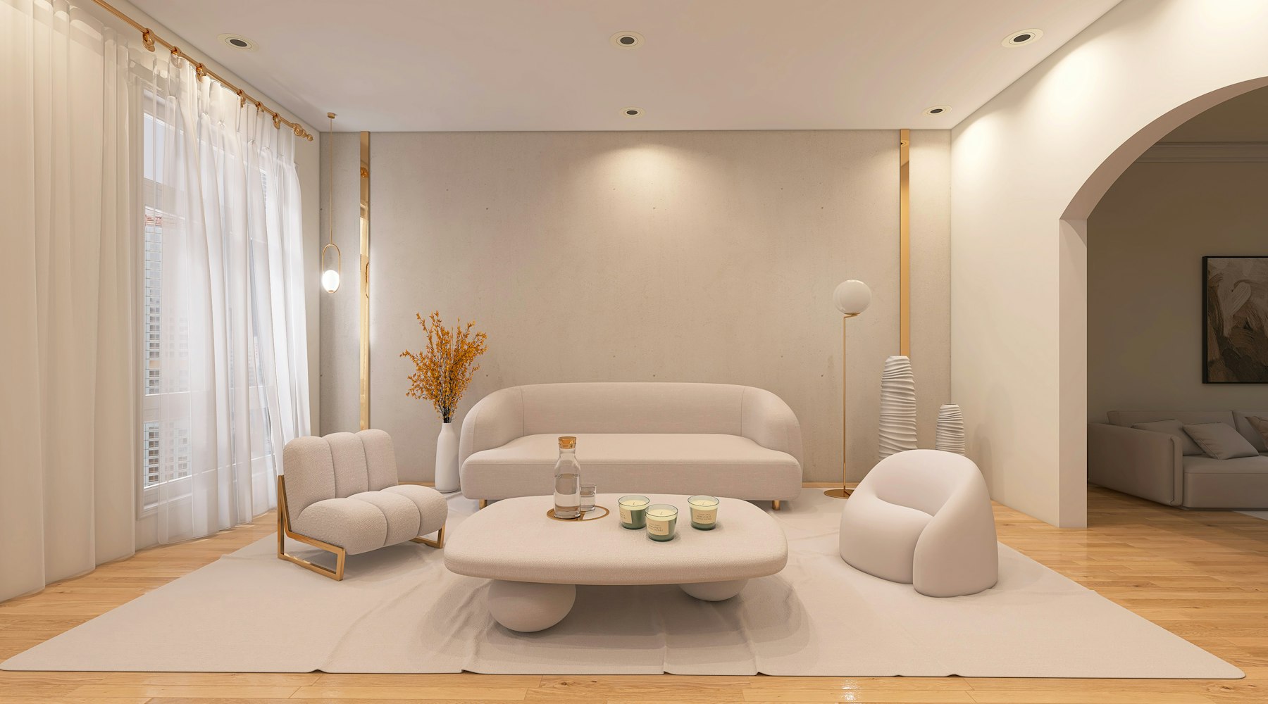 Warm living room designed by LuxeNest Studio